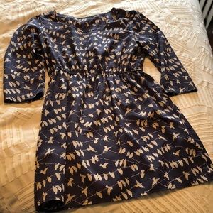 Long Sleeves Bird Pattern Dress